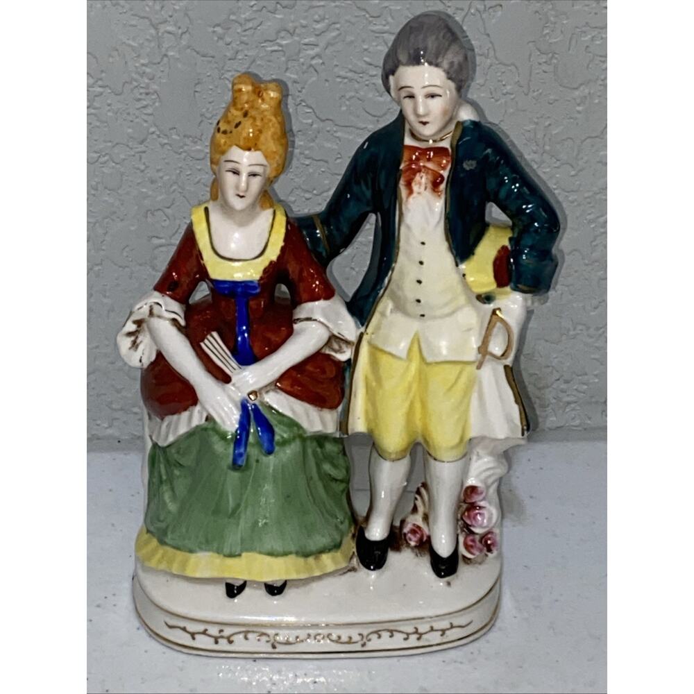 VTG Moriyama Made In Occupied Japan Victorian Couple Figurine Hand Painted 7.5”